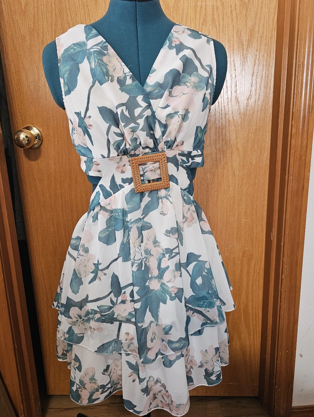 Floral Backless Dress With Cutouts